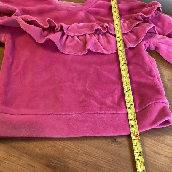 Btween Velour Sweatpants Sweatshirt Set Hot Pink Velvet Ruffles Size 24 Months - Picture 6 of 12